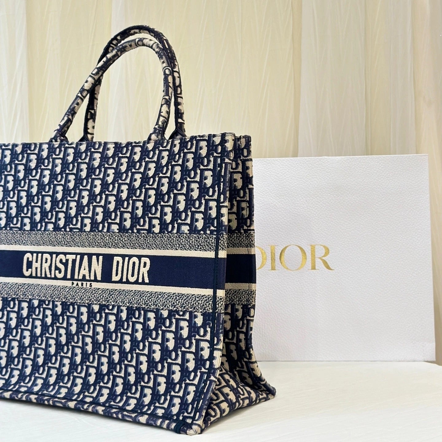 Dior Canvas Classic Monogram Large Tote Handbag For Women