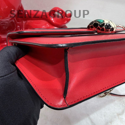 Bvlgari Serpenti Forever WOC Chain Shoulder Crossbody Bag Red Classic Women