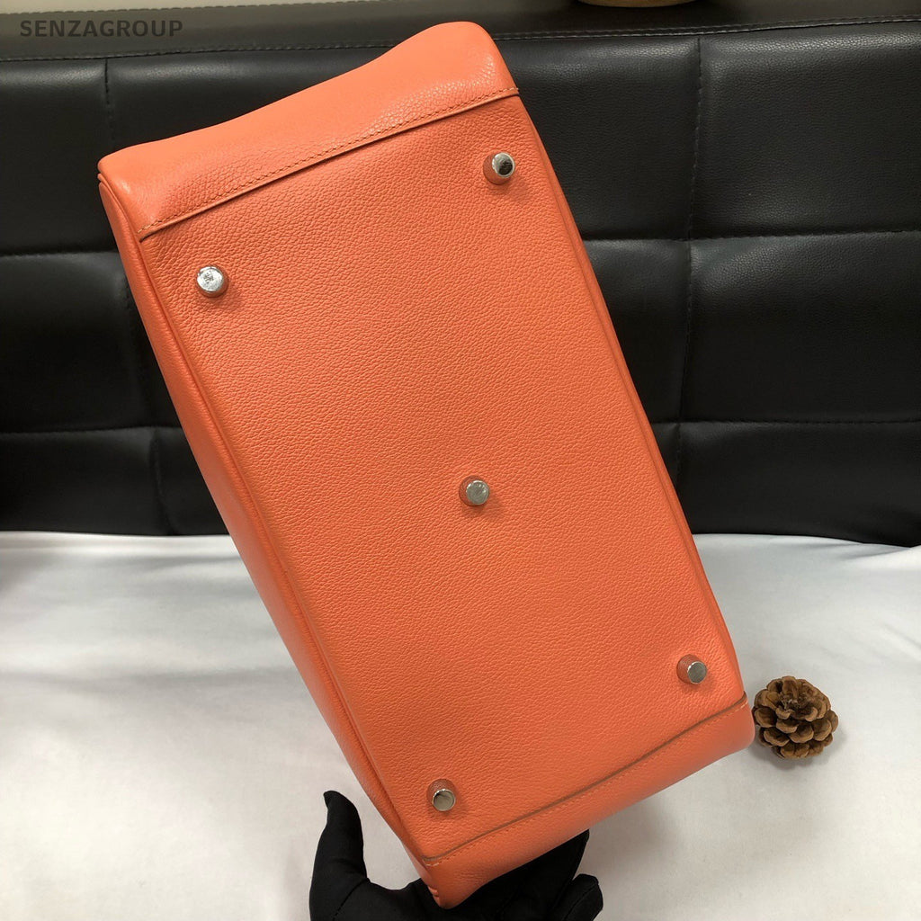 Hermes Lindy34 Top Handle Bag Crossbody Orange Used Women Classic Designer