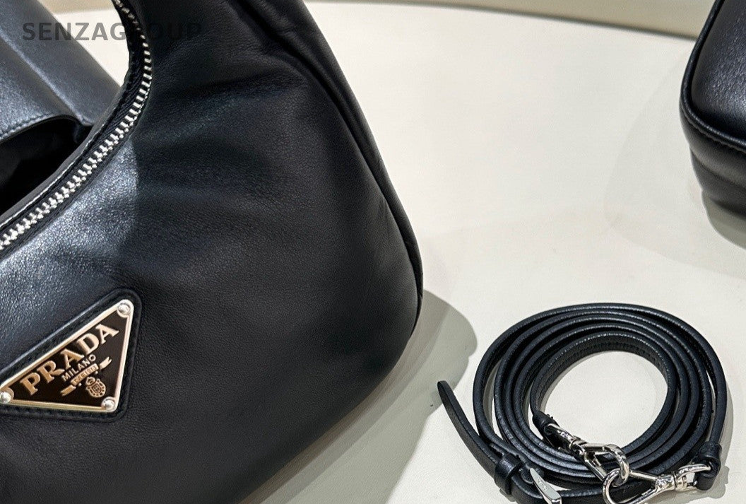 Prada Lambskin Leather Shoulder Underarm Bag Women Almost Brand new