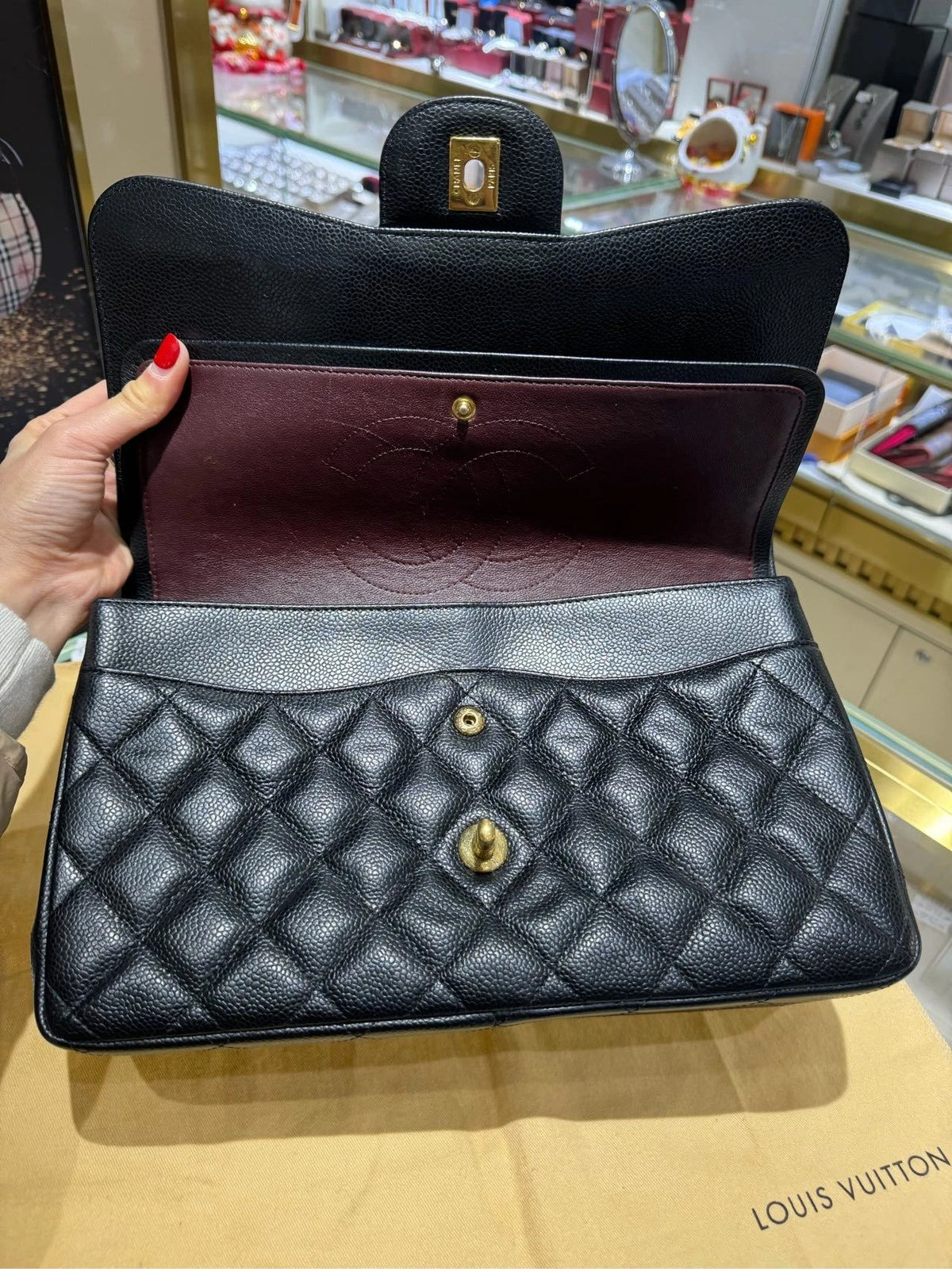CHANEL CF Jumbo Black Leather Shoulder Crossbody Bag For Women
