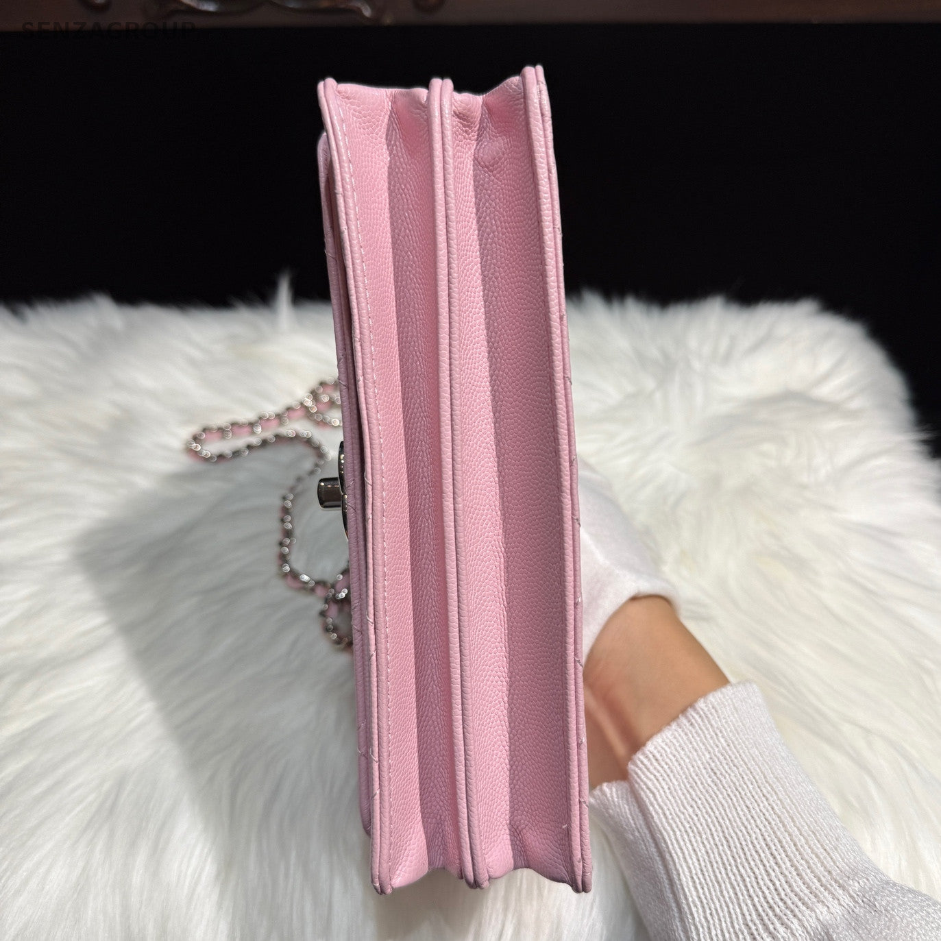 Chanel Pink Silver Quilted Calfskin Chain Crossbody Shoulder Bag