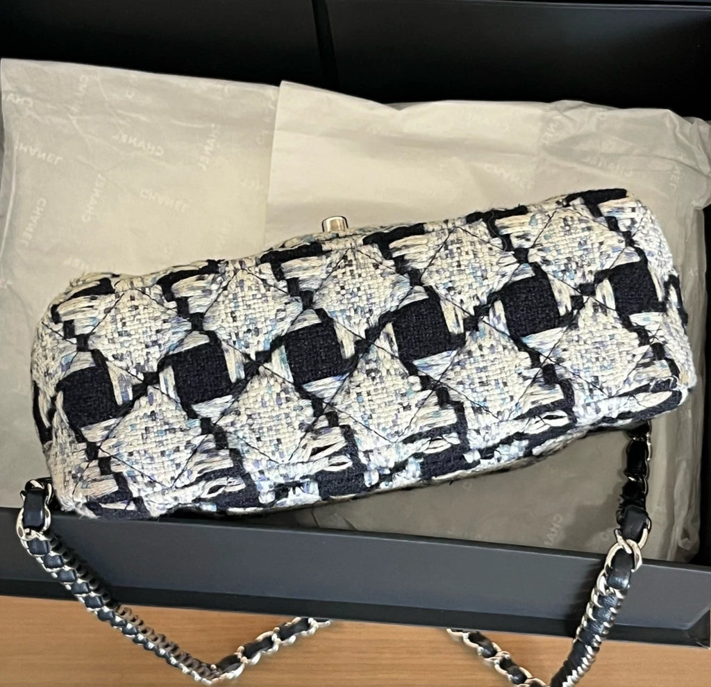 Chanel Large Mini Bag Houndstooth Tweed Shoulder Bag Gold Hardware Women