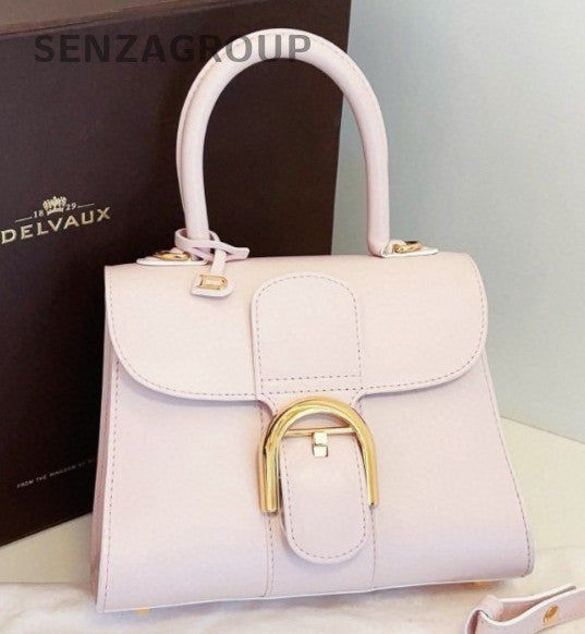 Delvaux Brilliant Mini 2Way Top Handle Bag Crossbody Pink Gold Women Classic