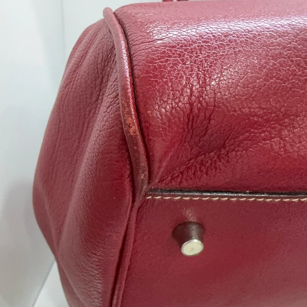 PRADA Red Full Leather Doctor Top Handle Handbag For Women