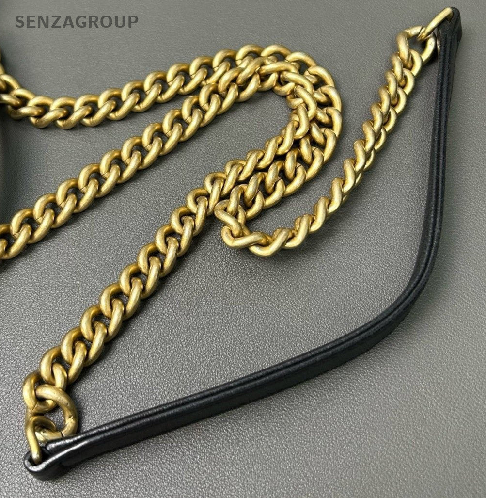 Chanel Lambskin Chain Shoulder Bag Crossbody Black Gold Women Classic Designer