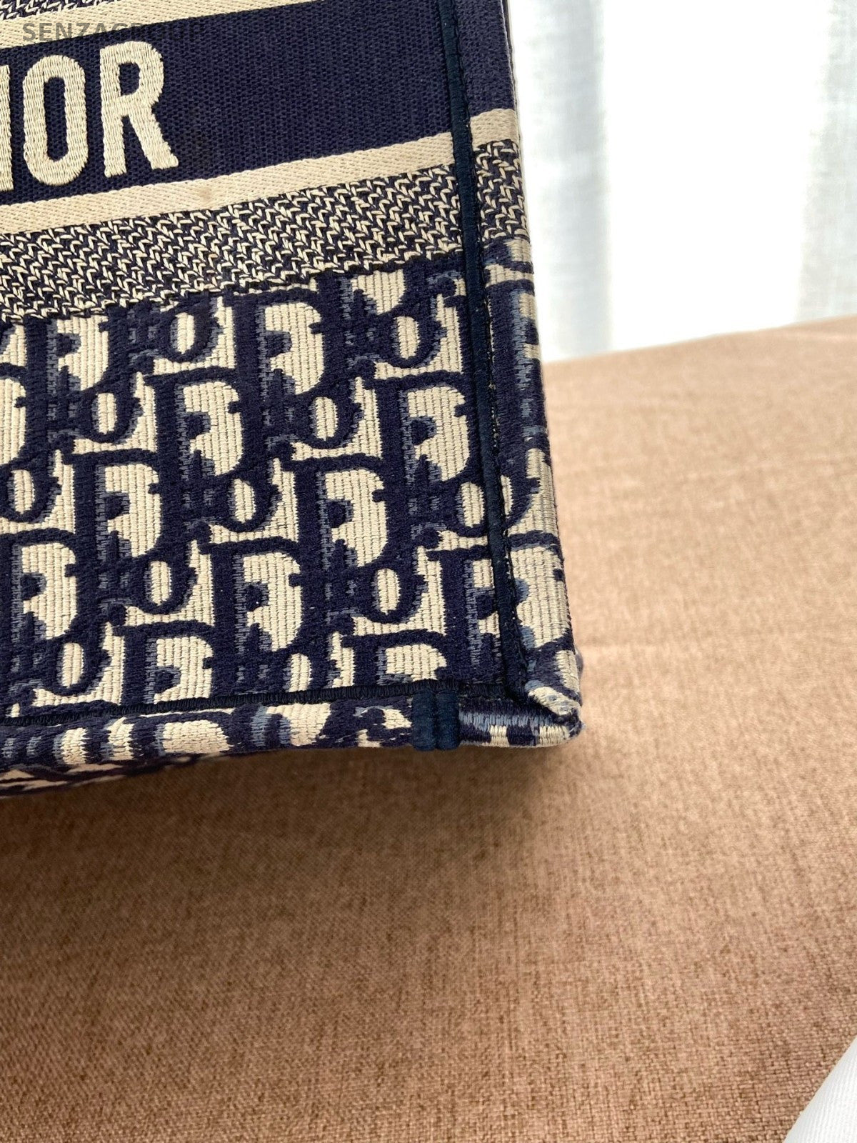 Christian Dior Book Tote MM Monogram Canvas Handbag Blue Classic
