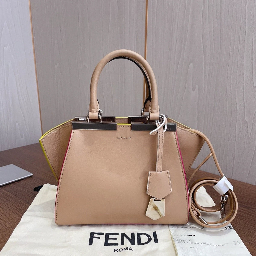 Fendi 3Jours Calfskin PM Top Handle Bag Crossbody Bag Silver Hardware Women
