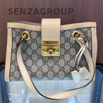 Gucci Padlock Shoulder Bag Brown Gold Hardware Classic Fashion Women