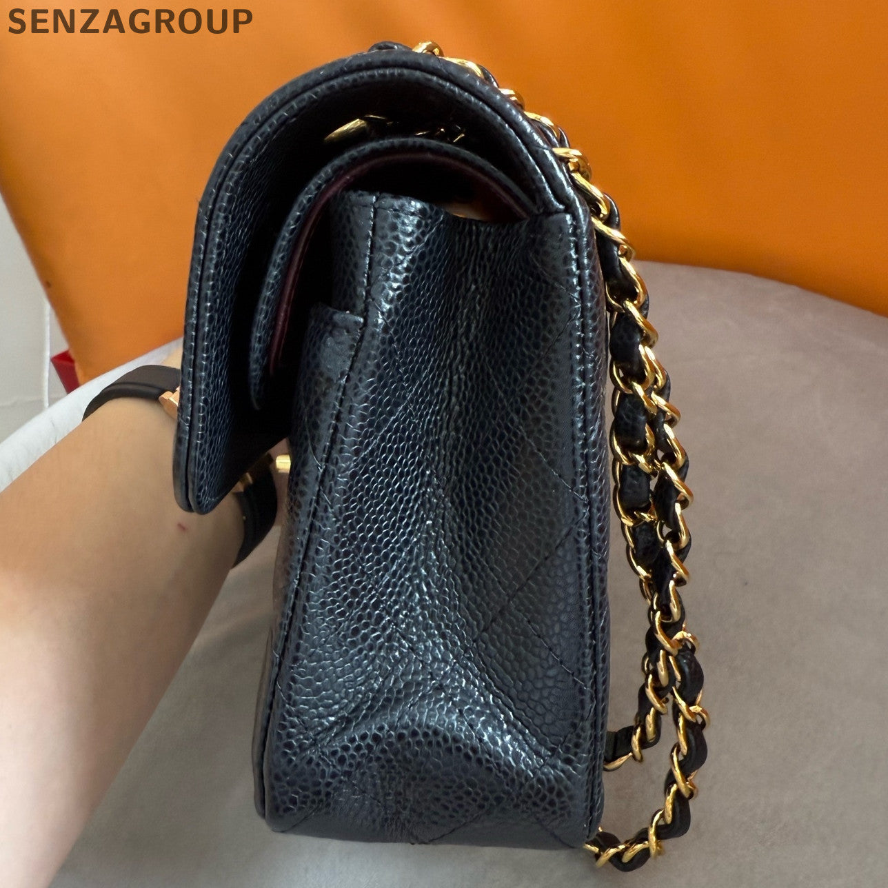 Chanel CF Black Gold Small Quilted Chain Shoulder Crossbody Bag