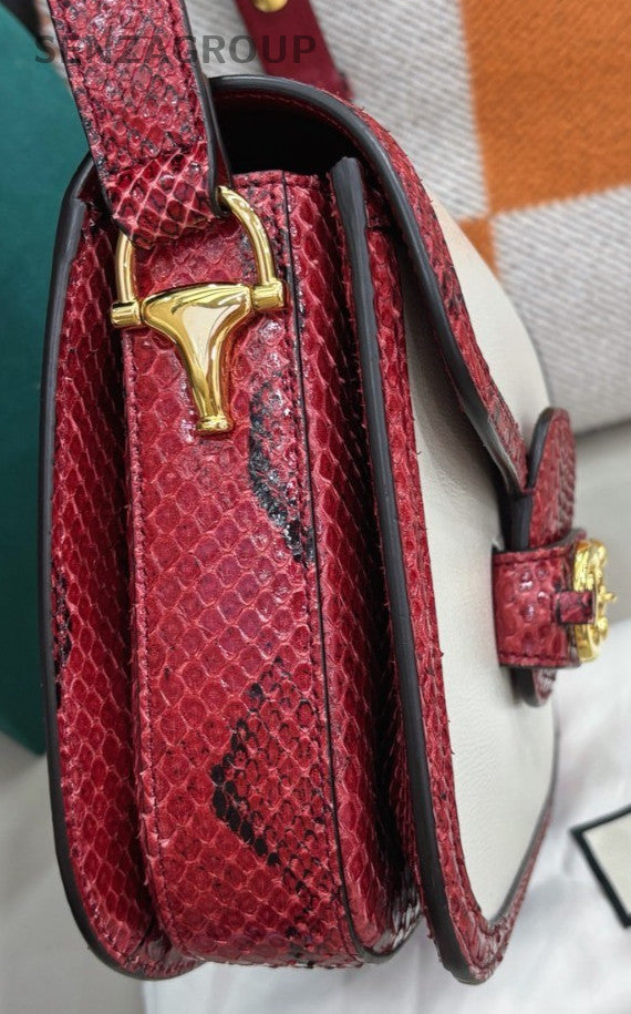 Gucci Saddle MM Shoulder Bag White Gold Used Women Classic Designer