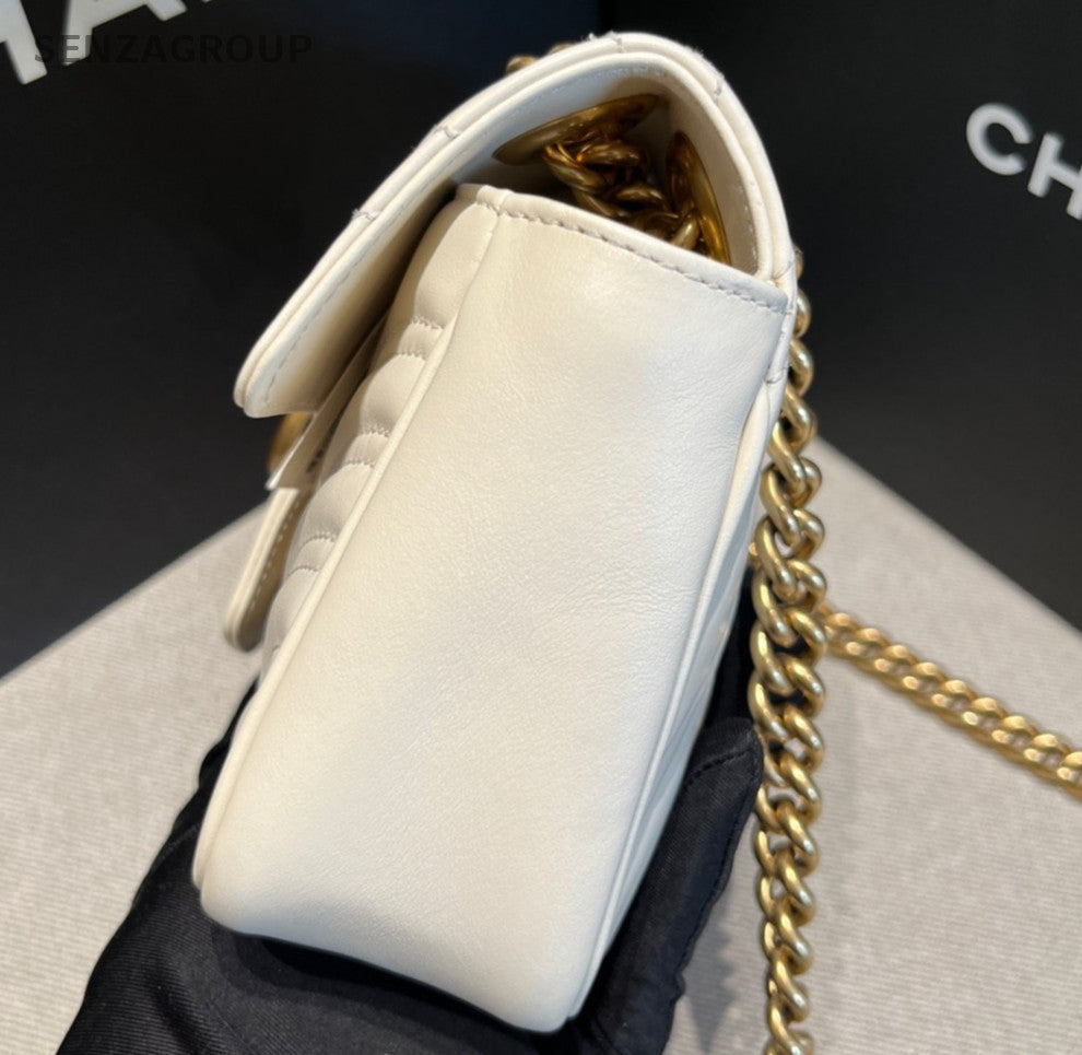 Gucci Marmont PM Chain Shoulder Bag Crossbody White Gold Women Classic