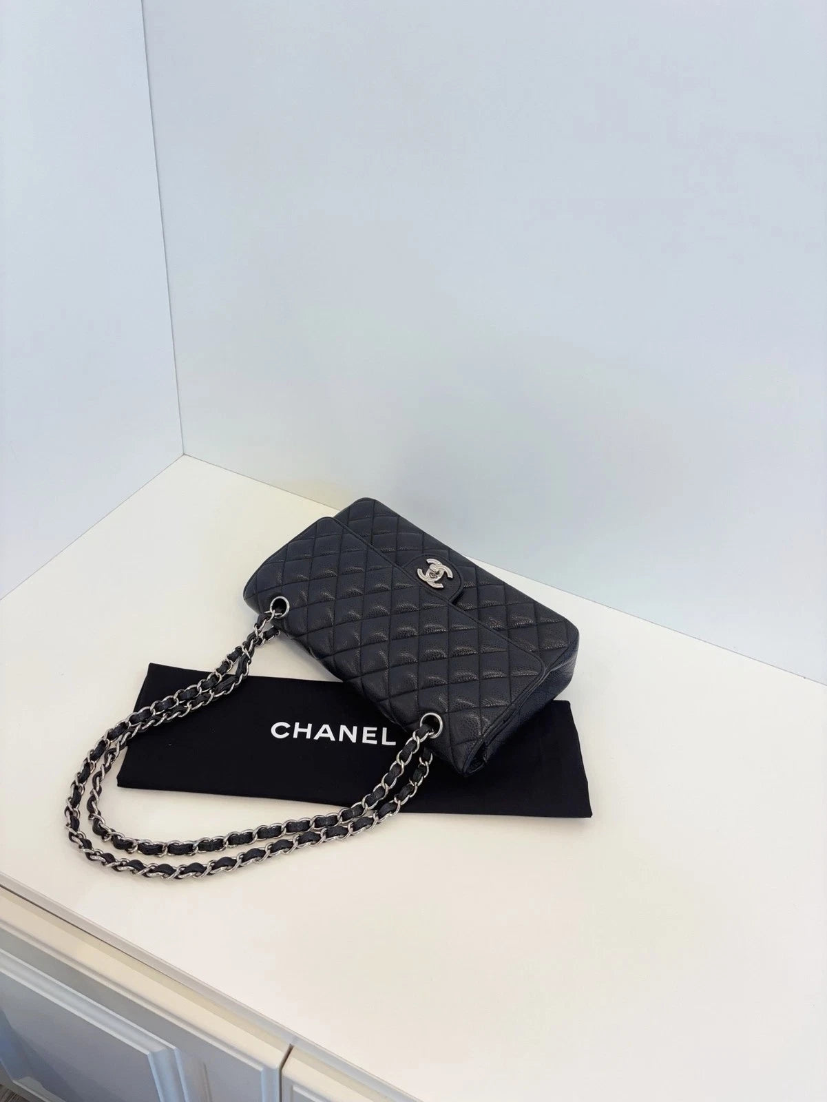 Chanel Classic Flap Medium Shoulder Bag Women's Handbag Black Caviar