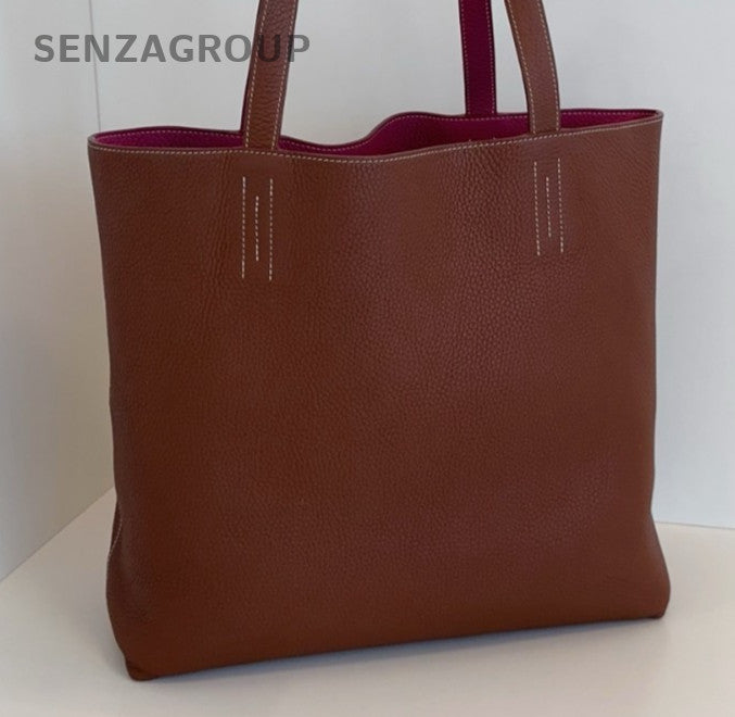 Hermes Double Sens35 Tote Shoulder Bag Brown Red Used Women Classic