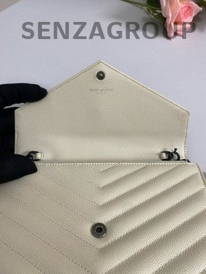 Saint Laurent WOC Small Black White Leather Chain Crossbody Bag Classic