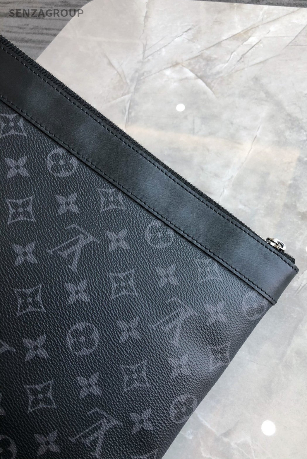 Louis Vuitton Black Monogram Clutch Handbag Black