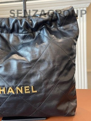 Chanel 22 Bag Small Black Gold Quilted Calfskin Chain Shoulder Bag
