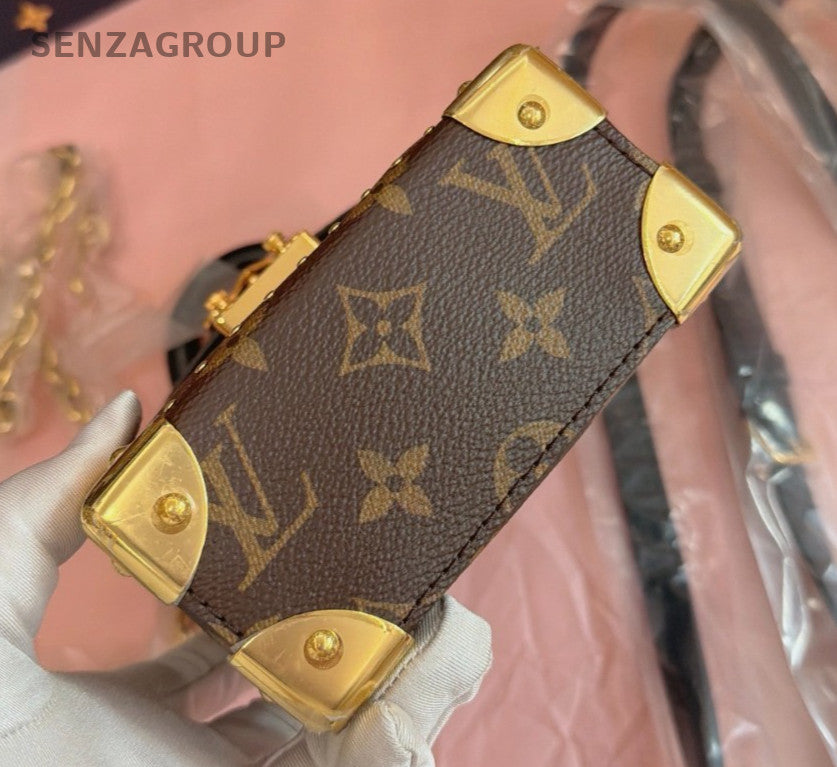 Louis Vuitton Camera Box Monogram Top Handle Crossbody Brown Gold Women Classic