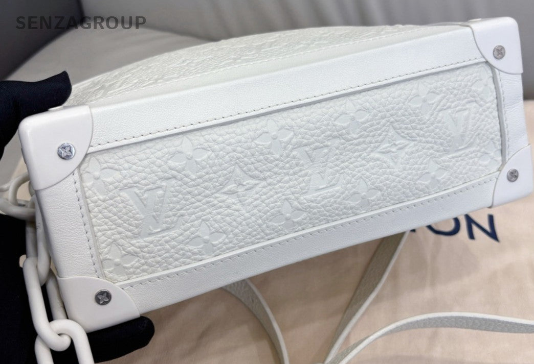 Louis Vuitton Soft Trunk Calfskin Shoulder Crossbody Box Bag White Women