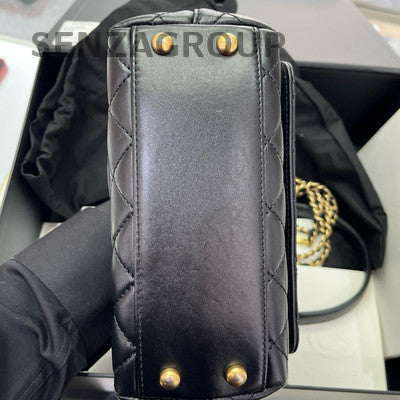 Chanel 22A Coco Handle Mini Black Gold Handbag Shoulder Crossbody Bag
