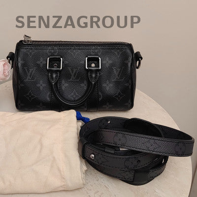 Louis Vuitton Keepall 20 Monogram Handbag Shoulder Bag Black Silver Unisex