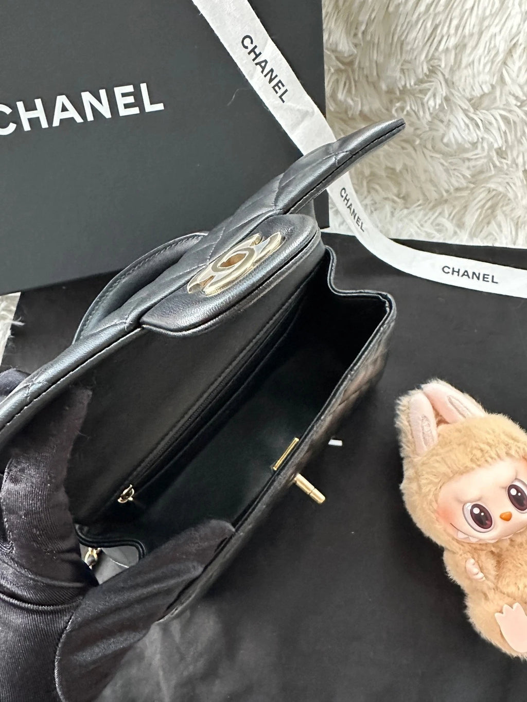 Pre-owned CHANEL CF Mini Handle Lambskin Bag For Women