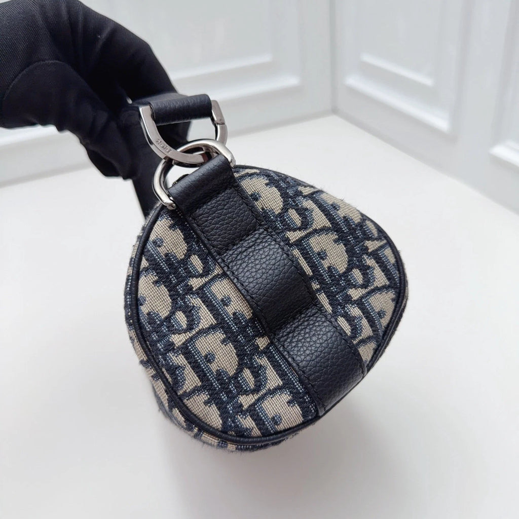 Christian Dior Monogram Mini Top Handle Crossbody Bag Blue Black Women