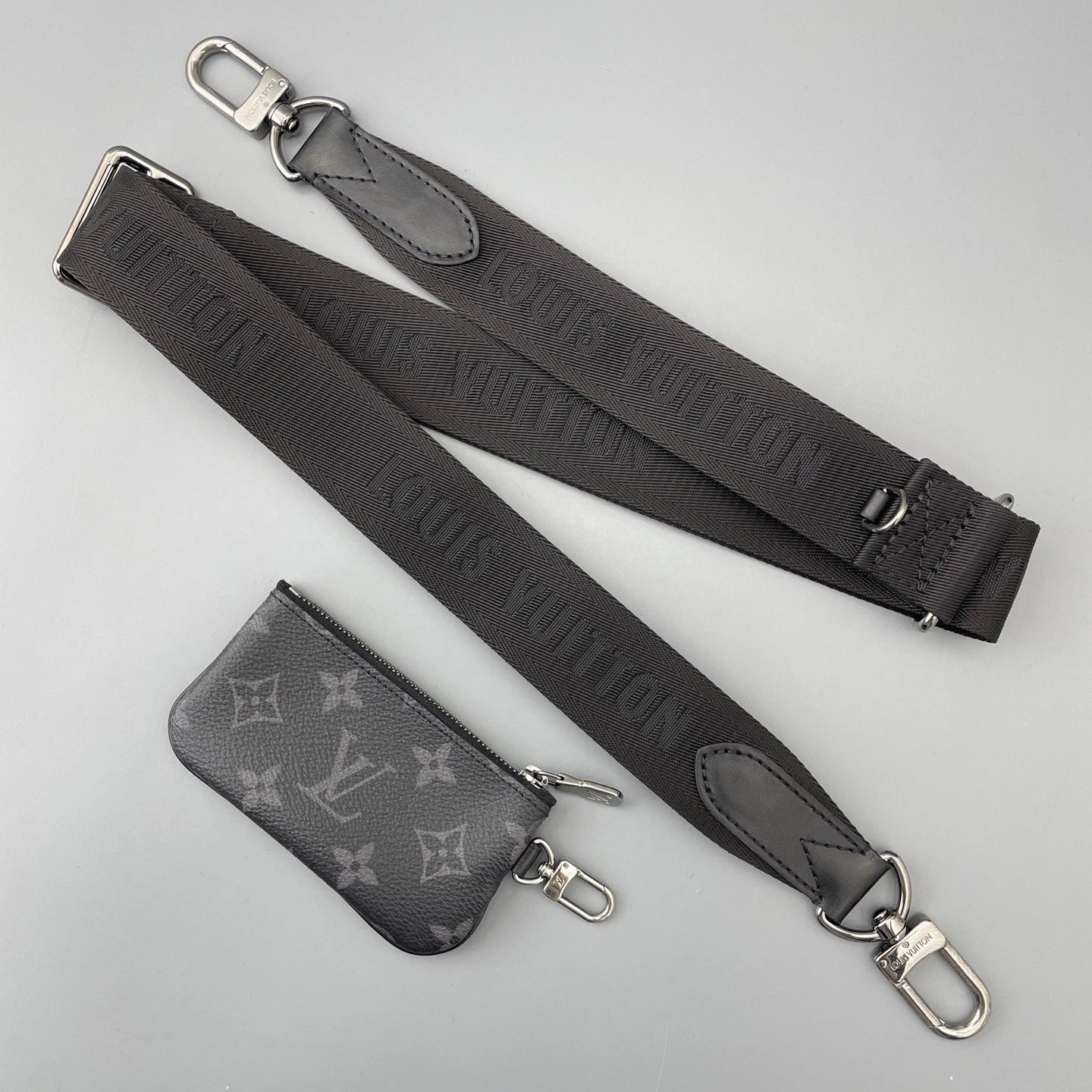 Louis Vuitton Trio Monogram Shoulder Crossbody Bag Black Silver Unisex