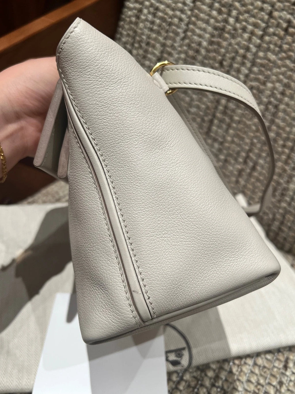 Hermes 2424 Mini White Gold Hardware Handbag For Women