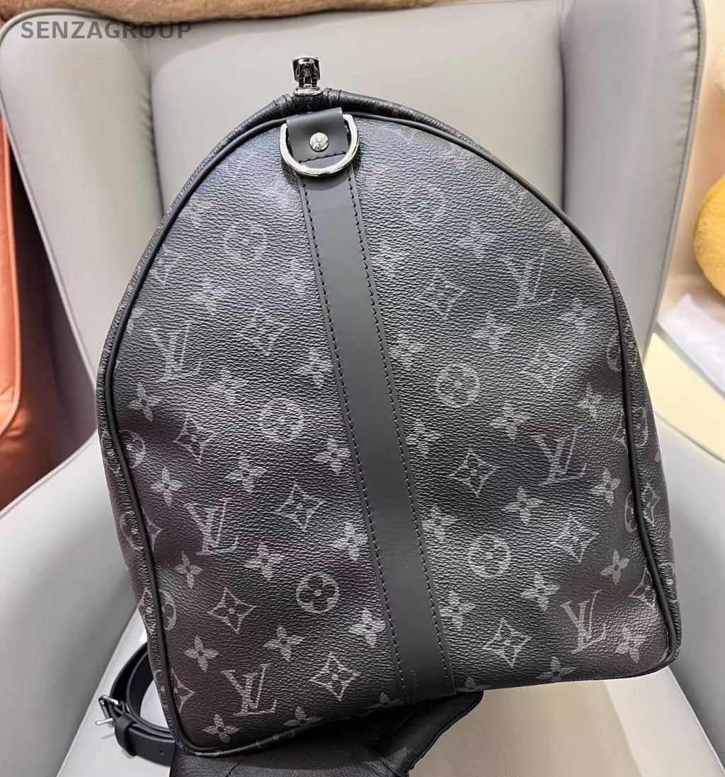 Louis Vuitton Keepall Monogram Top Handle Bag Crossbody Black Unisex Adults
