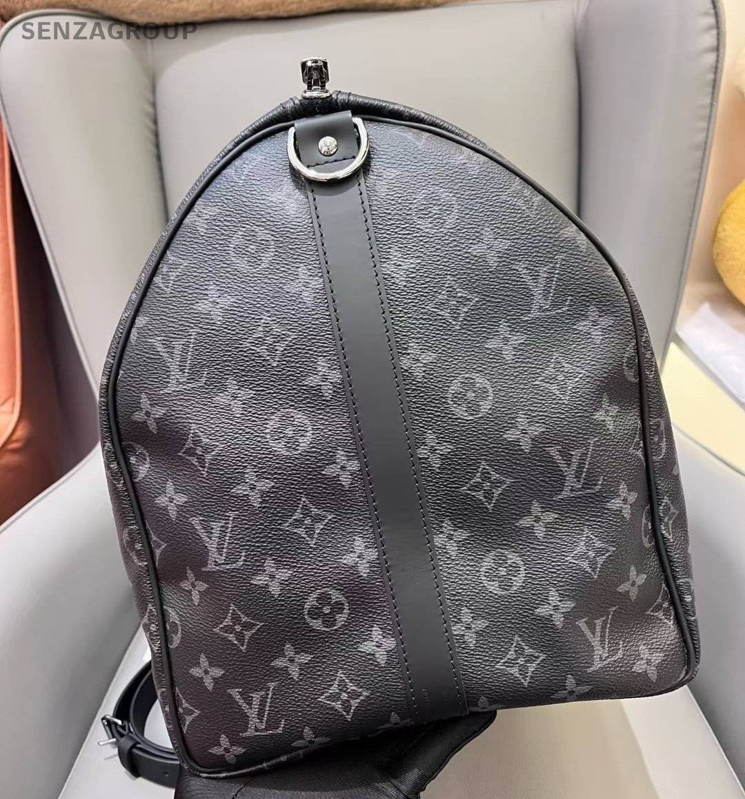 Louis Vuitton Keepall Monogram Top Handle Bag Crossbody Black Unisex Adults