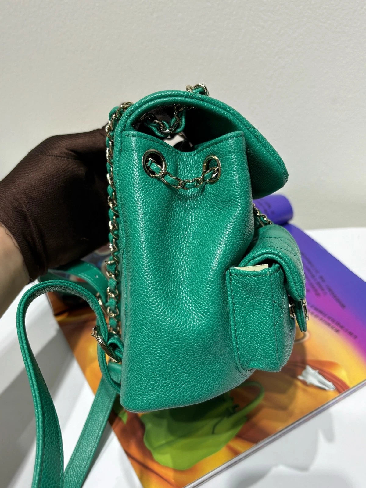 CHANEL Mint Green Grained Leather Small Duma Backpack For Women