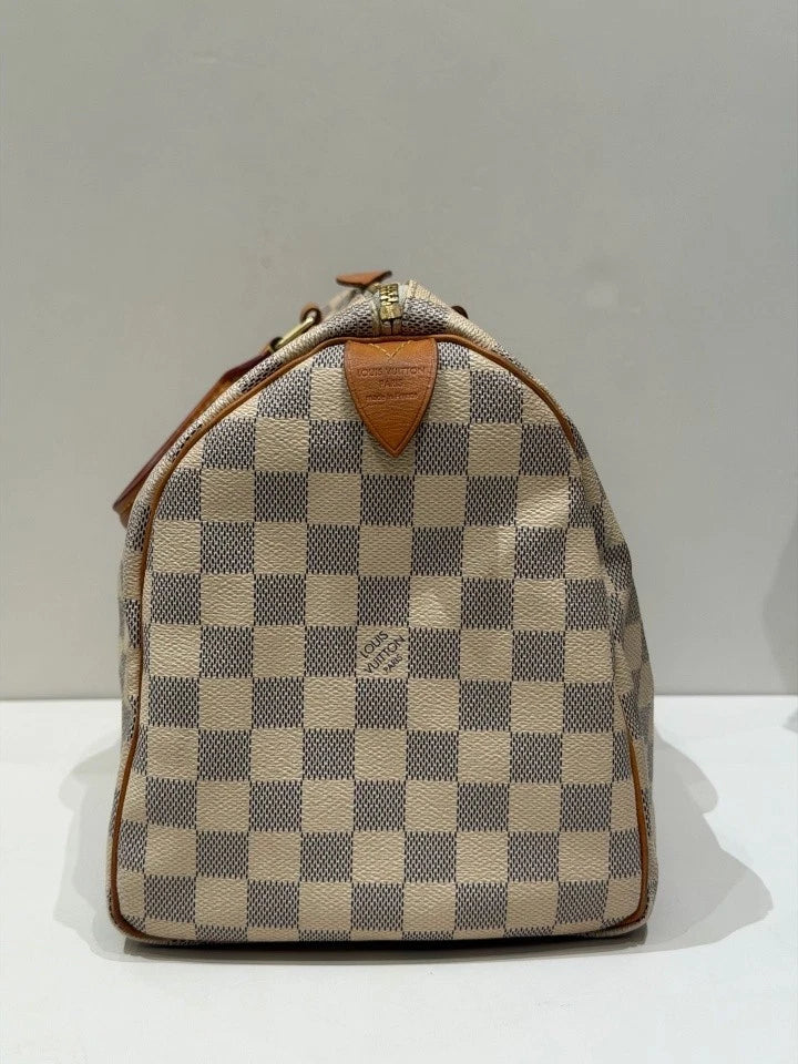 Louis Vuitton Speedy30 White Damier Canvas Top Handle Bag For Women