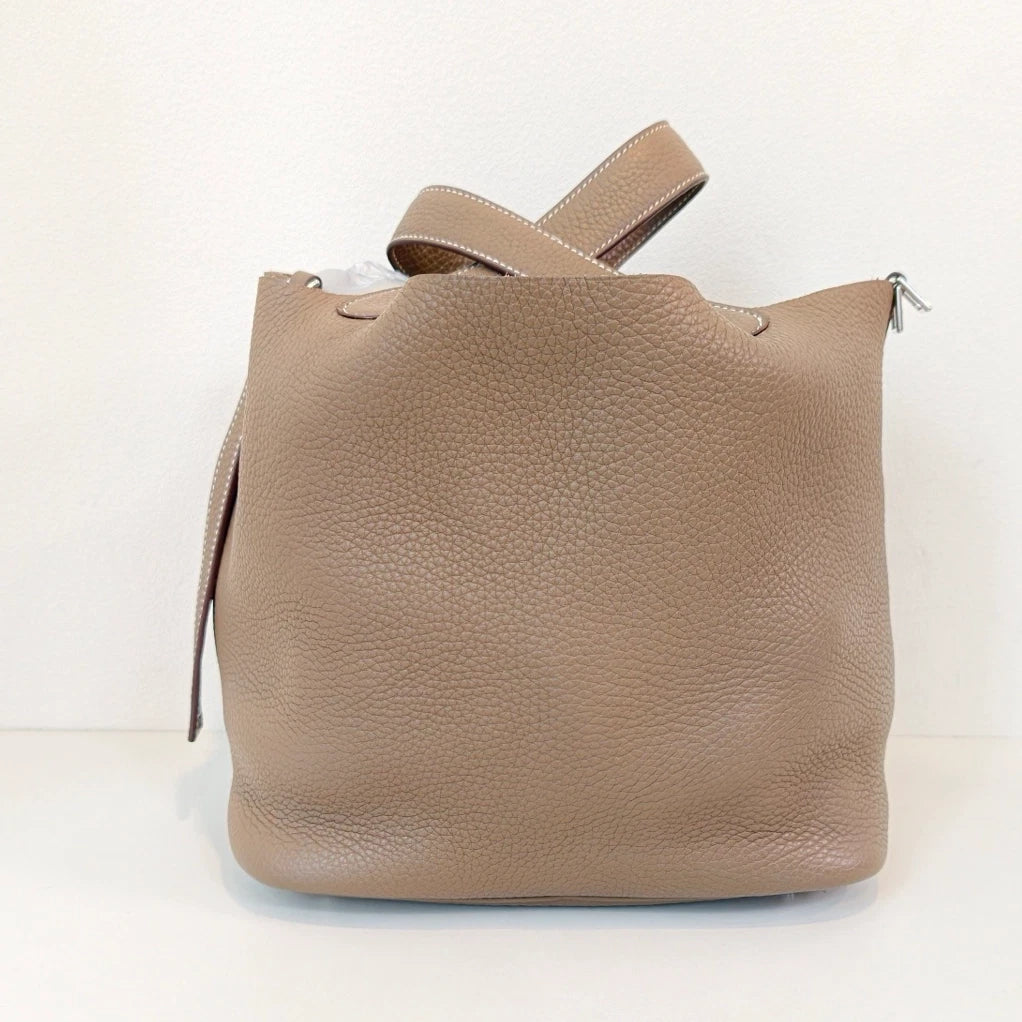 Hermes Picotin22 Top Handle Bag Brown Silver Used Women Classic Fashion