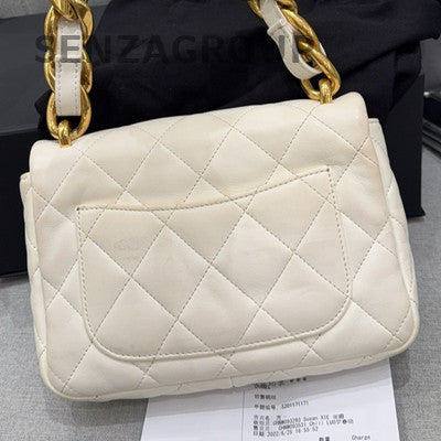 Chanel Classic Flap Quilted Chain Shoulder Bag in White Gold - Women's Fashion
