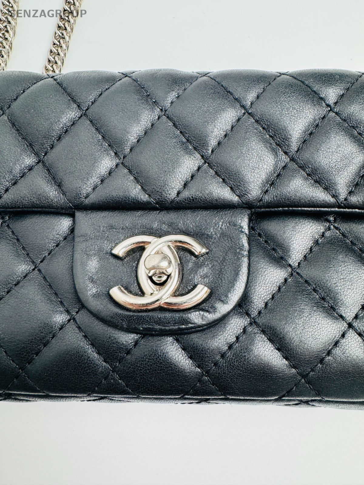 CHANEL Classic Flap Diamond Pattern Chain Shoulder bag Black Silver Women