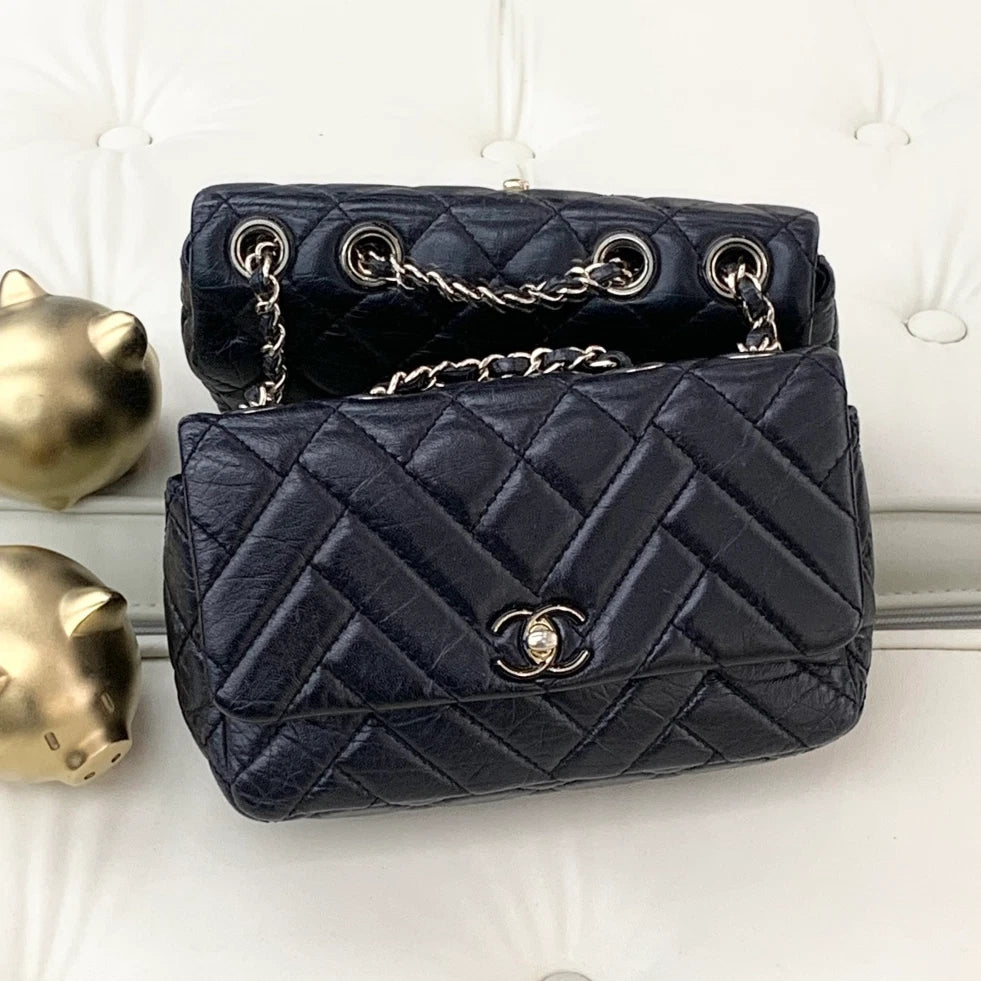 Excellent Chanel Classic Flap Mini Chain Lambskin Shoulder Crossbody Bag Black
