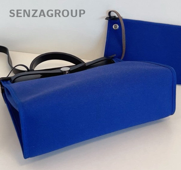 Hermes Herbag31 Shoulder Bag Crossbody Blue Silver Unisex Adults Classic Fashion