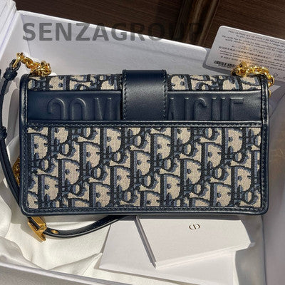 Dior Small Montaigne 30 Blue Oblique Chain Shoulder Crossbody Bag
