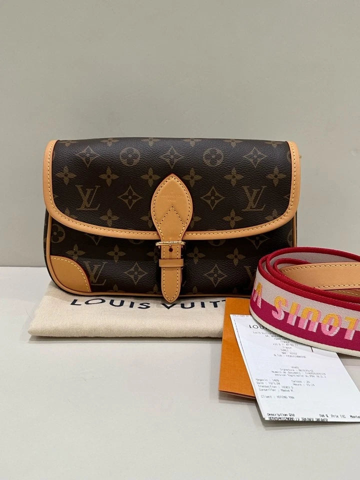 Louis Vuitton Canvas Baguette Shoulder Bag Pink Strap For Women