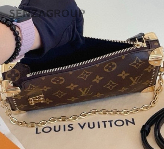 Louis Vuitton Side Trunk Mini Monogram Chain Shoulder Bag Crossbody Brown Women
