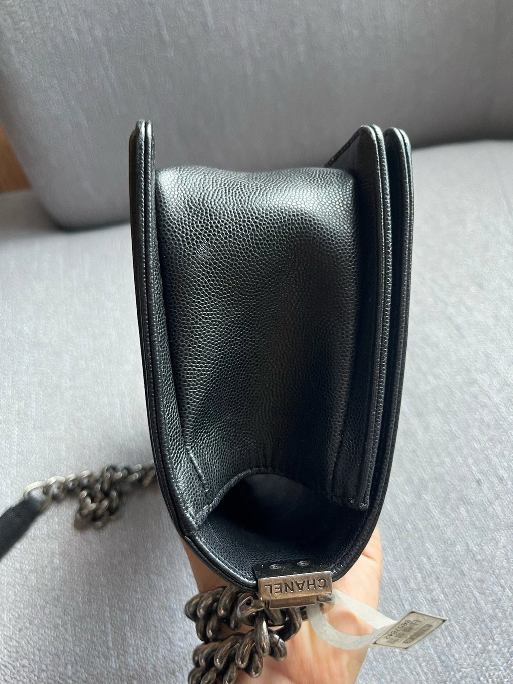 Chanel Le Boy Medium Crossbody Shoulder Bag Black Caviar Leather