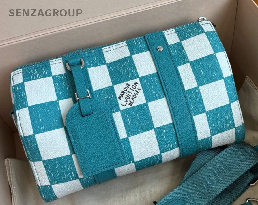 Louis Vuitton City Keepall 2Way Shoulder Bag Crossbody Green White Silver Women