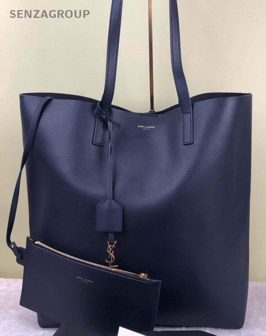 Saint Laurent Tote Shoulder Bag Blue Gold Used Women Classic Designer