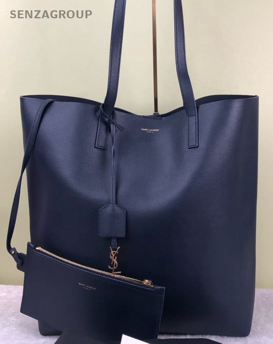 Saint Laurent Tote Shoulder Bag Blue Gold Used Women Classic Designer