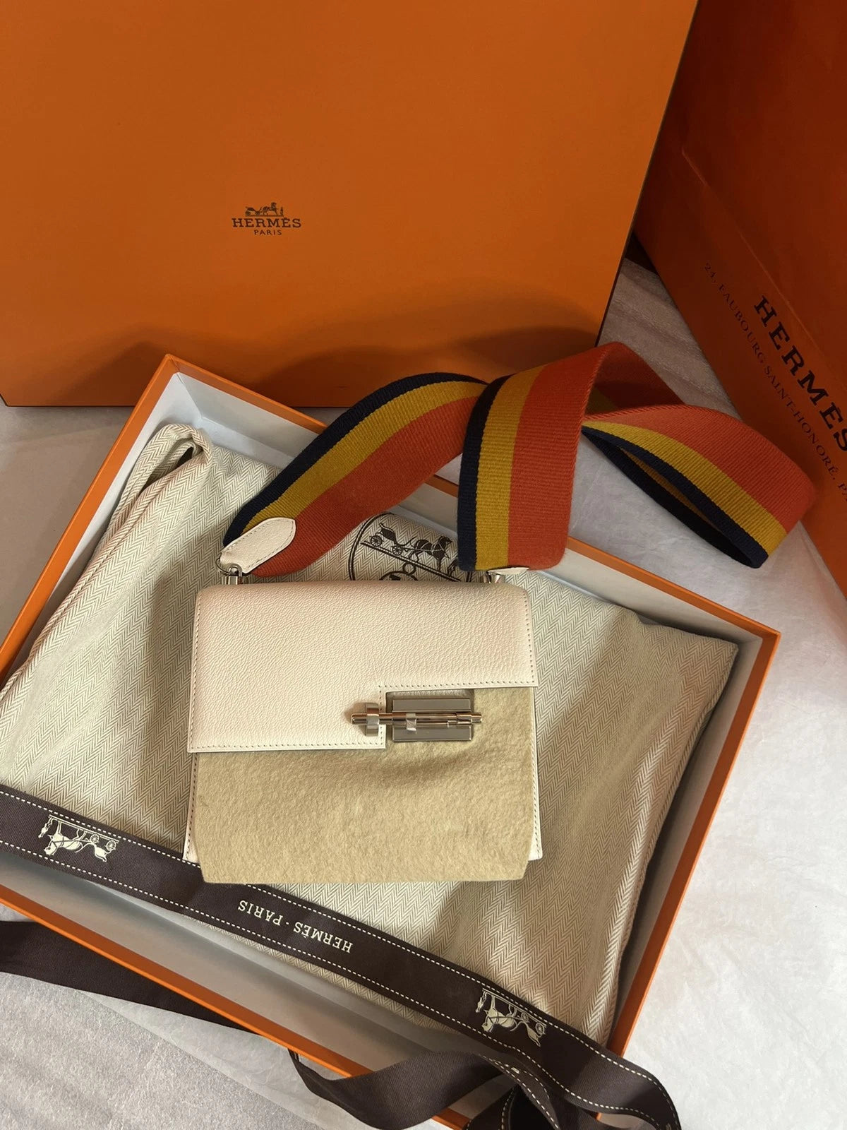 Hermès Verrou Mini Gun Bag Crossbody Bag Nata Cream White