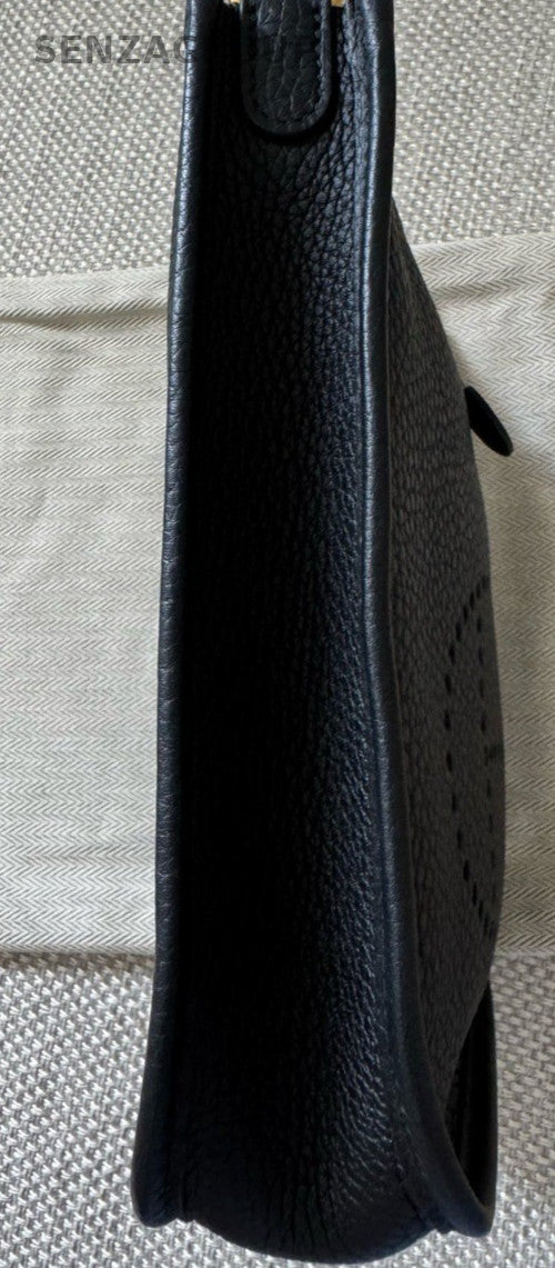 HERMES Evelyne TPM Mini Shoulder Bag Crossbody Black Gold Used Women Classic