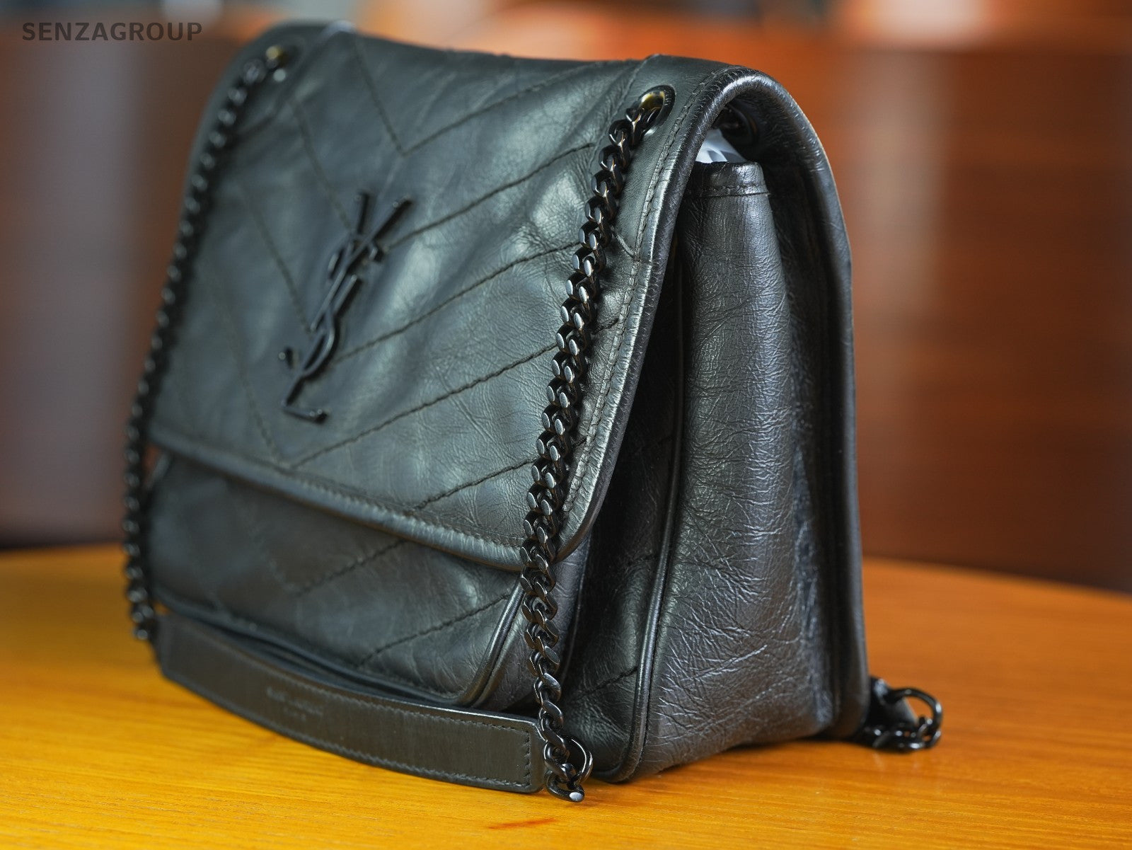 Saint Laurent YSL Niki medium Black Leather Shoulder Crossbody bag