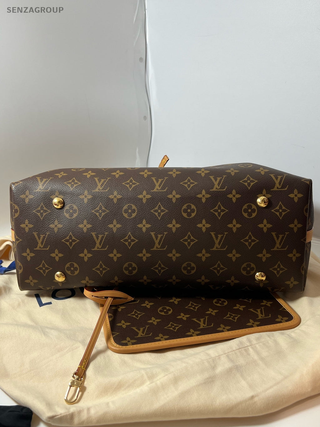 Louis Vuitton Monogram Carryall MM Brown Shoulder Bag Women Classic