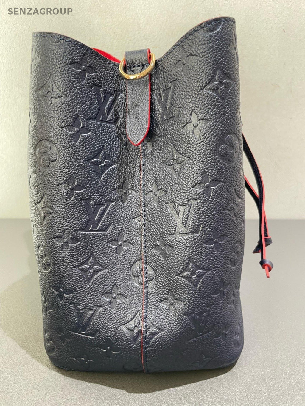 Louis Vuitton Neonoe MM Monogram Bucket Top Handle Bag Crossbody Blue Gold Women